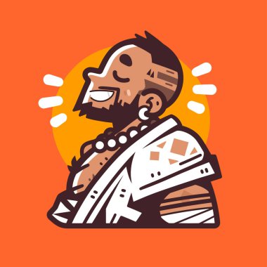 Çizgi film tarzında gülümseyen ruhsal adam profili