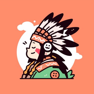 Şirin Çizgi film Amerikan Yerlisi Portresi