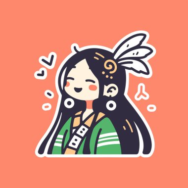 Sevimli Amerikan Yerlisi Tüylü Gülümseyen Kız