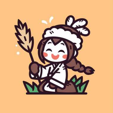 Gülümseyen Yerli Kız Buğday Tutuyor