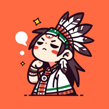 Sevimli Çizgi film Amerikan Yerlisi Düşünme