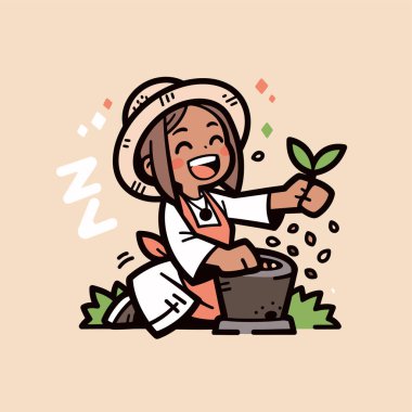 Mutlu Bahçıvan Tohum Ekiyor Gülümsüyor