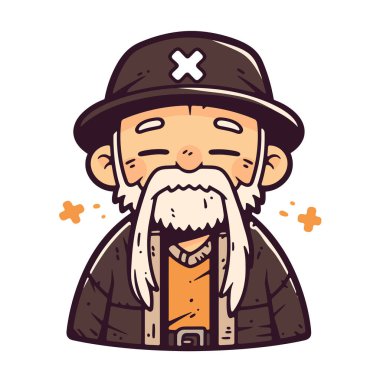 Şapkalı ve sakallı, sevimli bir çizgi film kahramanı.