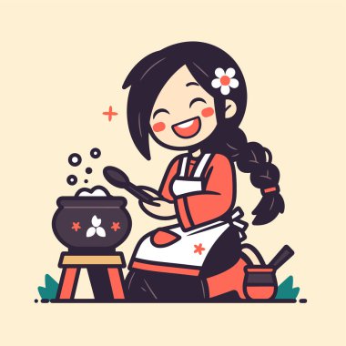 Mutfakta Lezzetli Yemek Pişiren Mutlu Aşçı