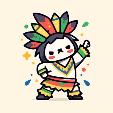 Tatlı Çizgi Film Amerikan Karakteri Tüylü Başlıklı Dans Ediyor