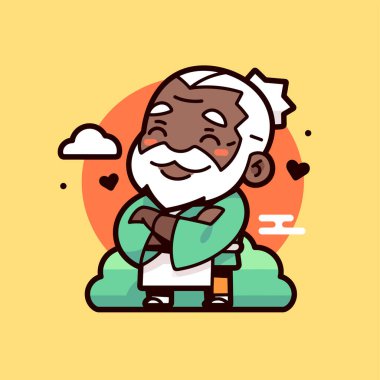 Çapraz Kollu Bilge Yaşlı Adam Çizgi Filmi Karakteri