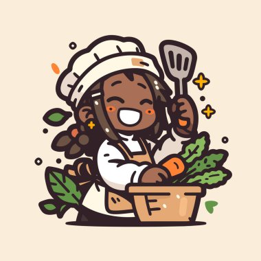 Mutlu çizgi film şefleri Sebzelerle Yemek Pişiriyor