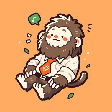 Beyaz gömlekli ve kravatlı neşeli bir maymun.