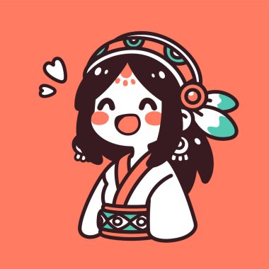 Neşeli Yerli Kadın Çizgi Filmleri