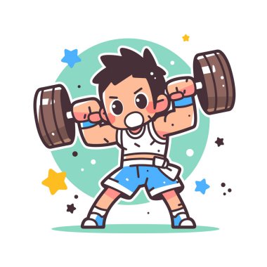 Çizgi film haltercisi ağırlık kaldırıyor.