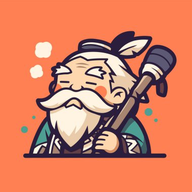 Bilge Yaşlı Büyücü Karikatür Karakteri