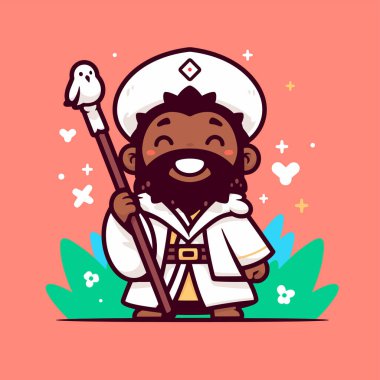 Asası ve kuşuyla Şirin Çizgi Film Sihirbazı