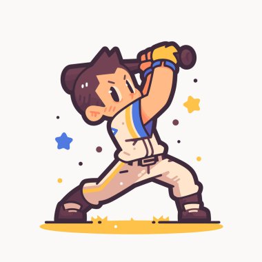 Çizgi film Beyzbol Oyuncusu Sopayı sallıyor