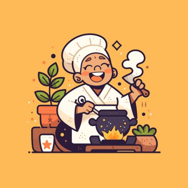 Mutlu Aşçı Lezzetli Yemek Pişiriyor