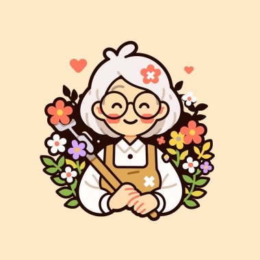 Çiçekli mutlu bahçıvan