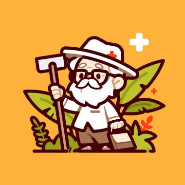 Çizgi filmdeki yaşlı doktor ilk yardım çantasında.