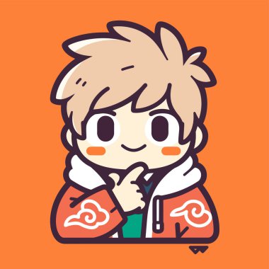 Kapüşonlu ve bulutlu anime çocuk