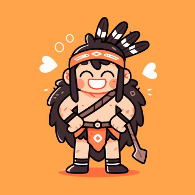 Mızraklı Mutlu Yerli Amerikan Çizgi Filmleri Karakteri