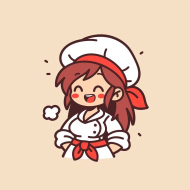 Büyük Gülümseyen ve Şef Şapkalı Mutlu Kadın Aşçı