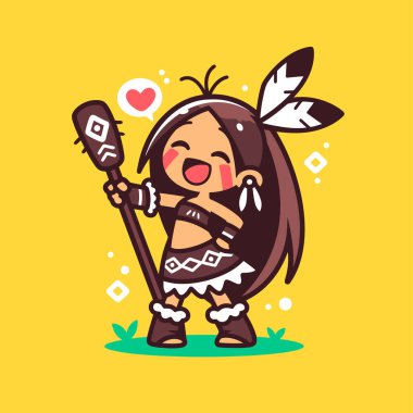 Chibi Amerikan Yerlisi Kadrolu Savaşçı Kız