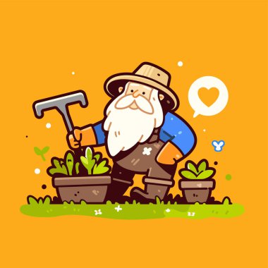 Mutlu bahçıvan Sunny Garden 'daki bitkilerle ilgileniyor.