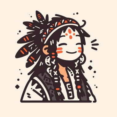 Başı ve tüyleri olan Çekici Amerikan Kızı