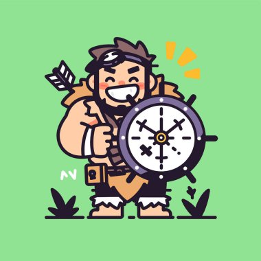 Ok ve Kalkanla Mutlu Avcı