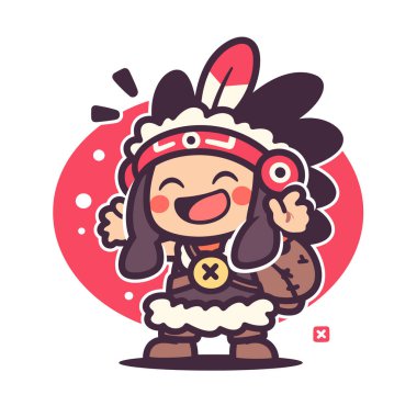 Mutlu Yerli Amerikan Çizgi Filmi Çizimi