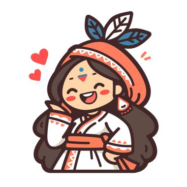 Tüyleri ve kalpleri olan Amerikan Yerlisi Çizgi Filmi