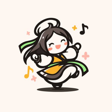 Müzik Notalarıyla Dans Eden Chibi Kızı