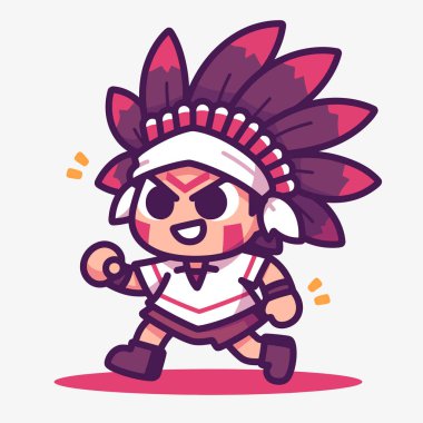 Tüylü başlığıyla koşan yerli Amerikan çizgi film karakteri.