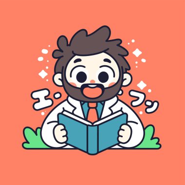 Kitap okuyan sevimli çizgi film bilimcisi.