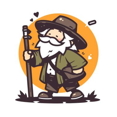 Yürüyen Sopalı ve Şapkalı Büyüleyici Çizgi Film Gezgini