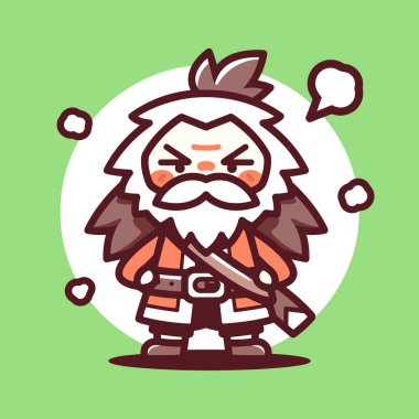 Elinde tüfekle kızgın çizgi film avcısı.