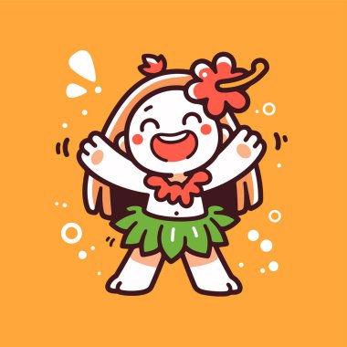 Mutlu Hula Dansçısı Çizgi Film Çizimleri