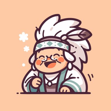 Mutlu yerli Amerikan Yaşlı Çizgi Filmi