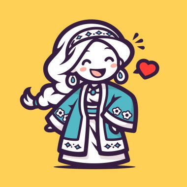 Geleneksel Kostümlü Chibi Özbek Kız