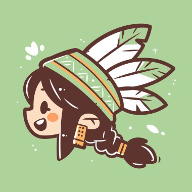 Sevimli Çizgi film Başlıklı Amerikan Yerlisi Kız