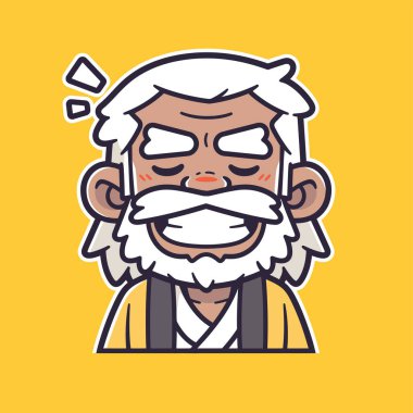 Gülen Çizgi film Beyaz Saçlı Yaşlı Adam