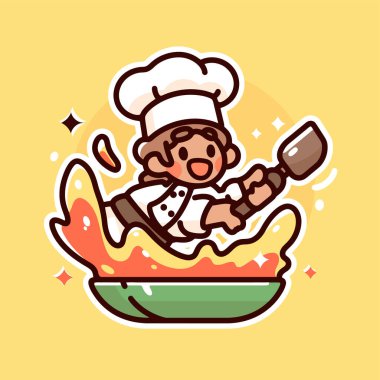 Çizgi film Şefi Pan ve Spatula ile Yemek Pişiriyor