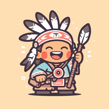 Mızraklı Sevimli Amerikan Yerlisi Çizgi Filmi