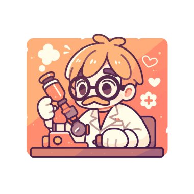 Mikroskobu olan çizgi film bilimcisi