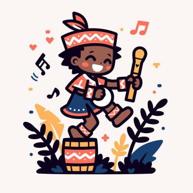 Davul ve Mikrofonla Neşeli Çocuk Müzisyen