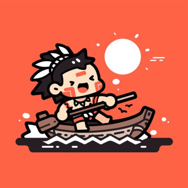 Amerikan yerlileri kanoda kürek çekiyorlar.