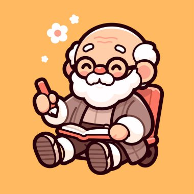 Chibi profesörü okuyor ve işaret ediyor.