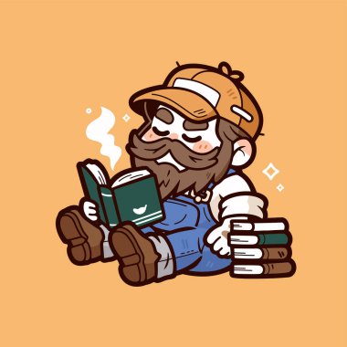 Büyüleyici çizgi film adamı kitap okuyor.