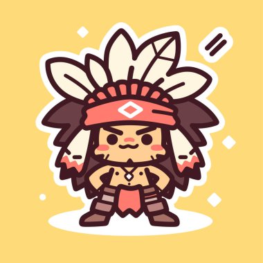 Sevimli Çizgi film Amerikan Yerli Şefi