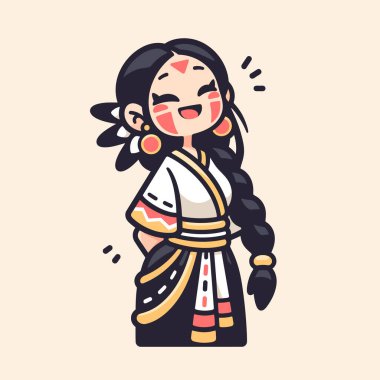 Saçları örgülü Amerikan Çizgi Filmindeki Çekici Kız