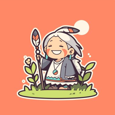 Mızraklı Chibi Amerikan Yerlisi