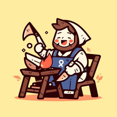 Demirci Çekiç ve Ateşle Metal Dövüyor